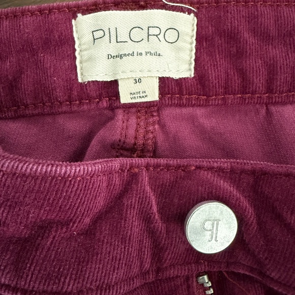 PILCRO JEANS MICRO CORDUROY CROPPED 5 POCKET STYLE COTTON BLD BURGUNDY 30 - Picture 8 of 11